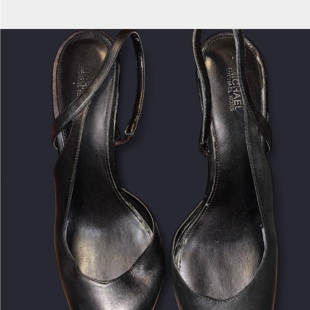 Michael Kors Black Leather Slingback Mules